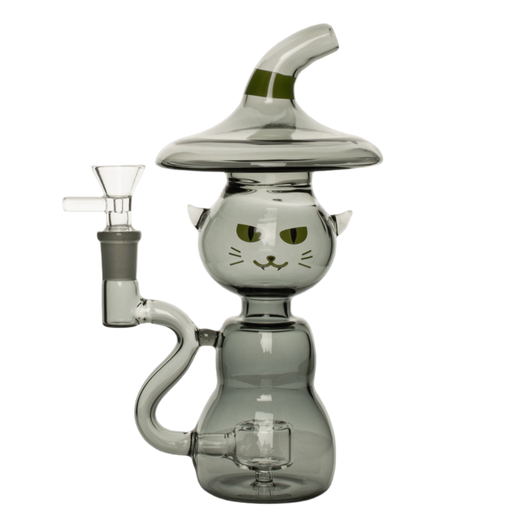 Red Eye Glass 8" Black Cat Bubbler