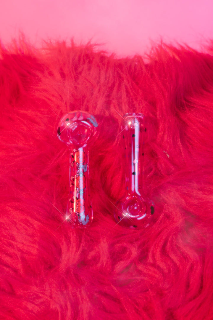 Red Eye Glass 4.5" Floating Hearts Spoon Hand Pipe