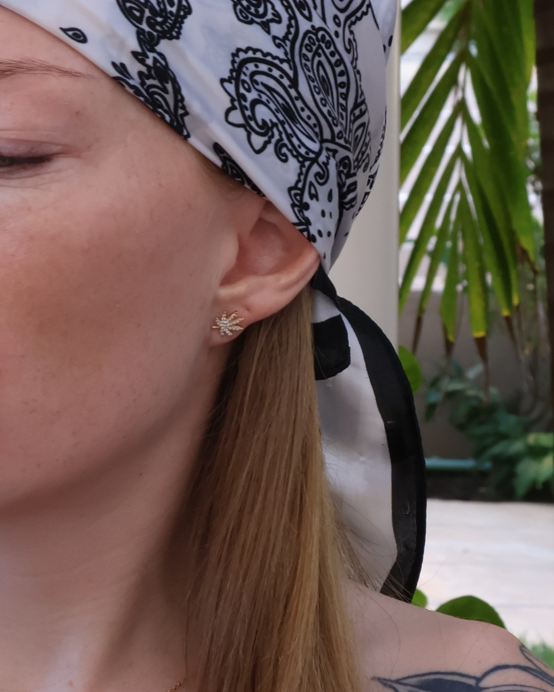 Kush Girls 18K Gold Cannabis Leaf Earrings