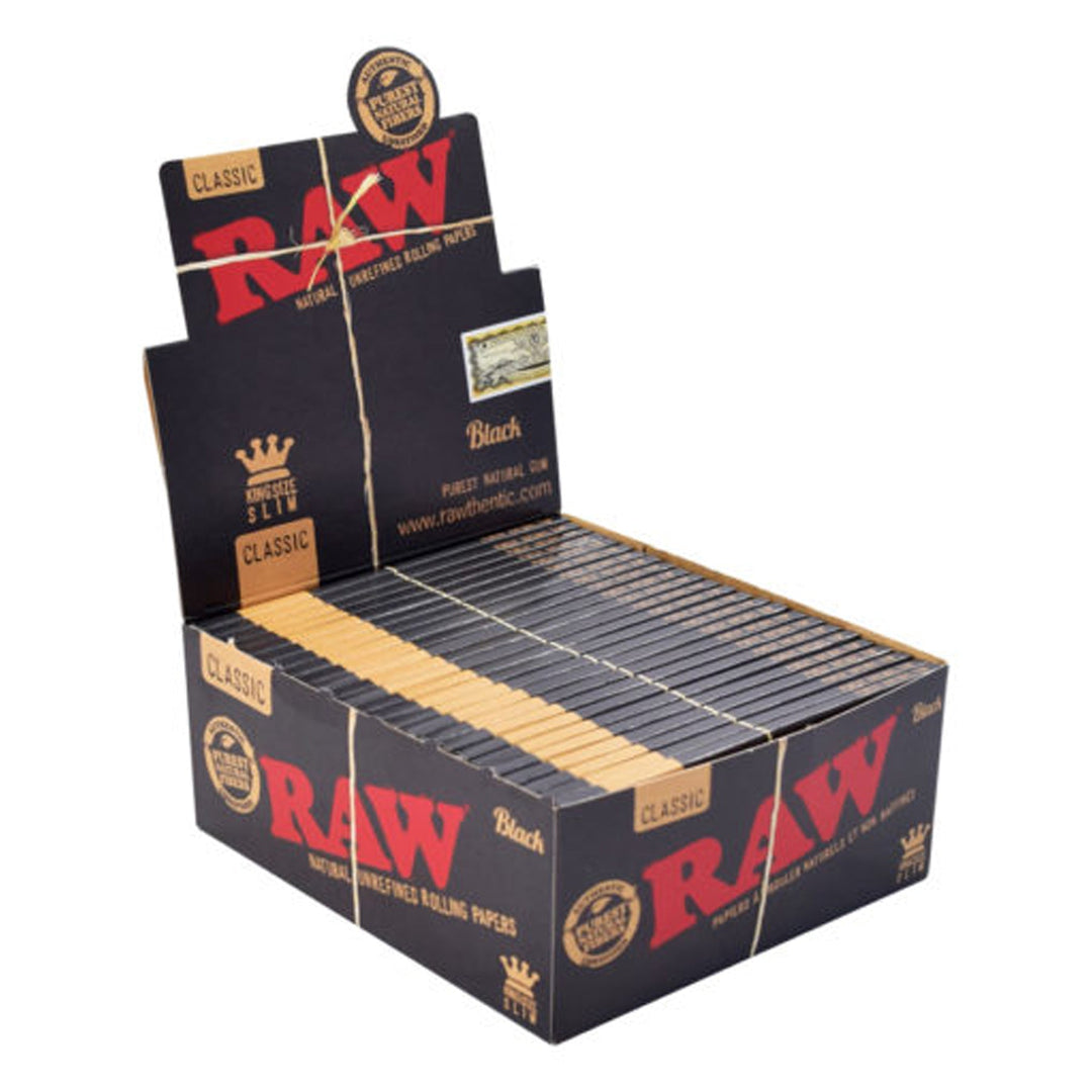 Raw Black King Size Slim Rolling Papers (Display of 50)