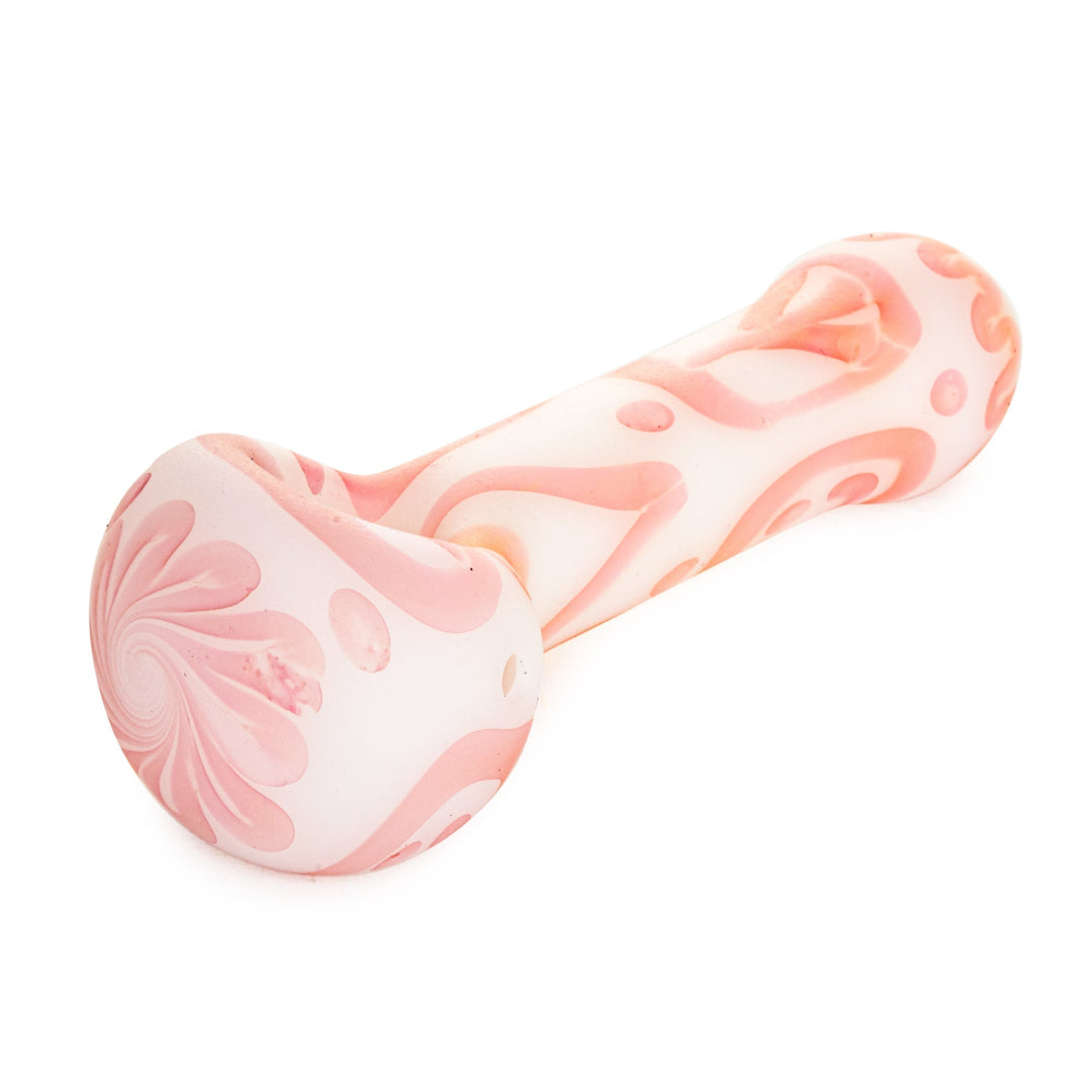 Red Eye Glass 4.5" Frosted Peace, Love & Happiness Spoon Hand Pipe