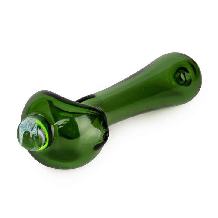 Red Eye Glass 4.5" Spoon Hand Pipe W/Dichroic Image Marble (Assorted)