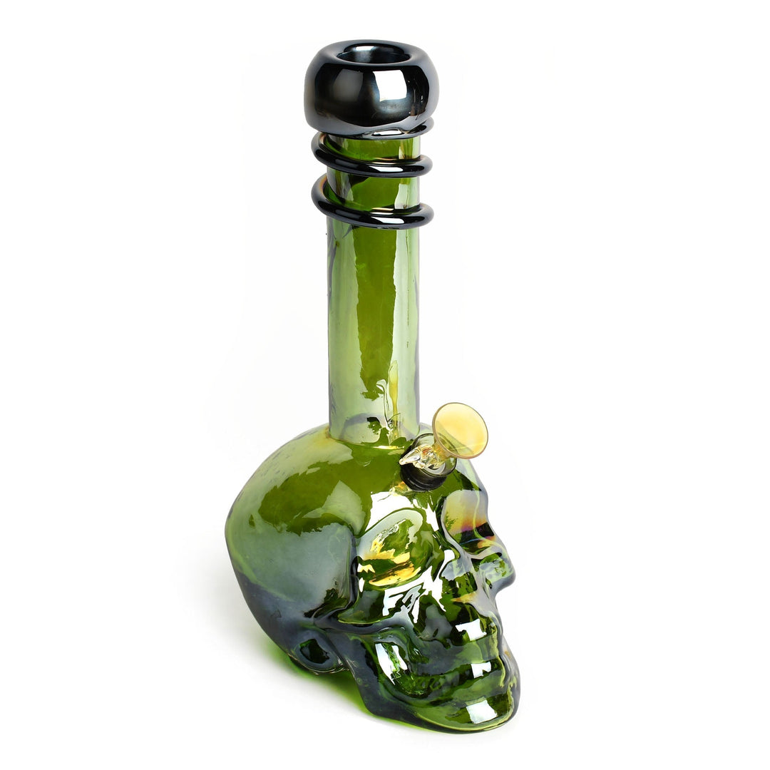 Retro Glass 14" Platinum Metallic Large Skull Bong