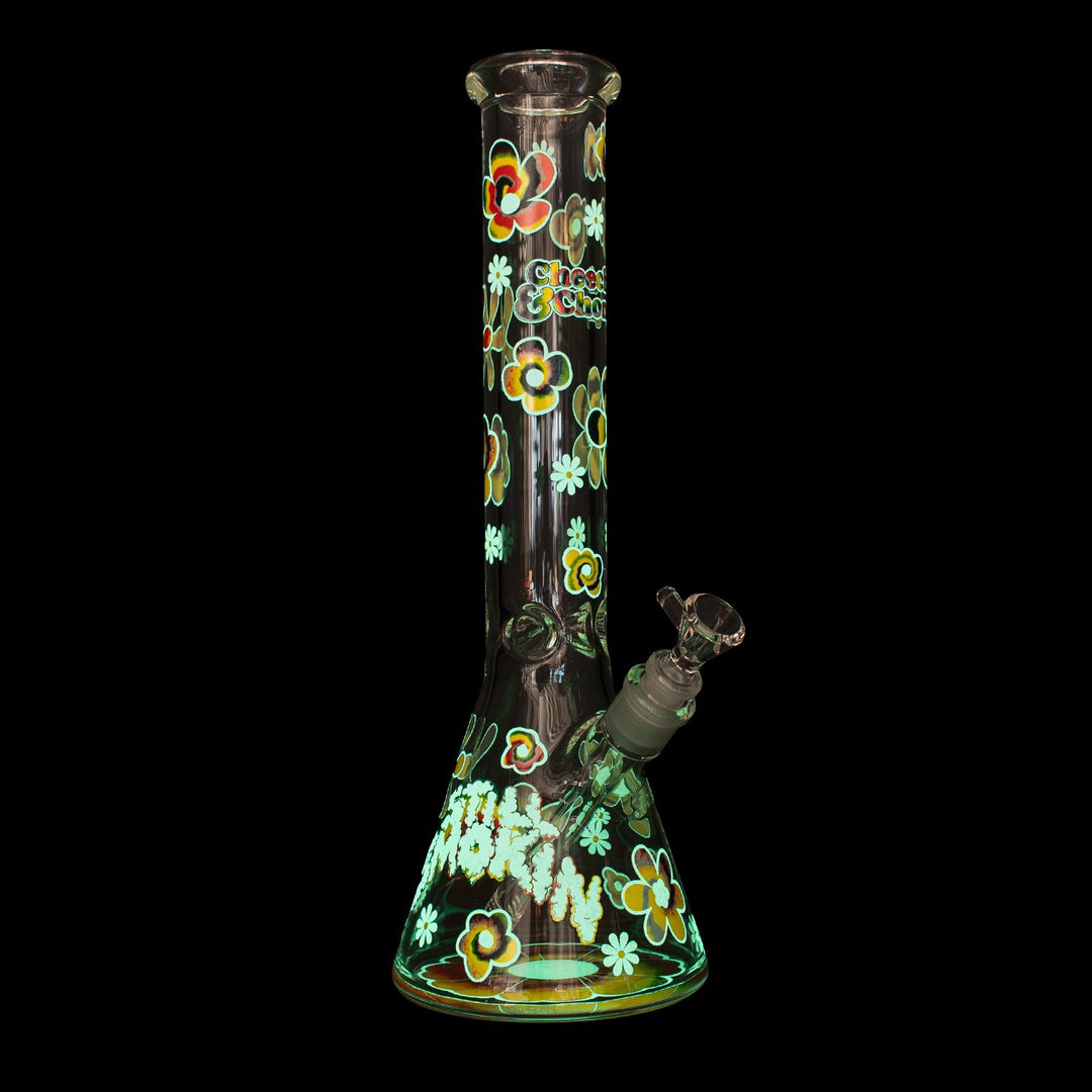 Cheech & Chong 15" 7mm Thick Tie Dye Glow-in-the-Dark Bong