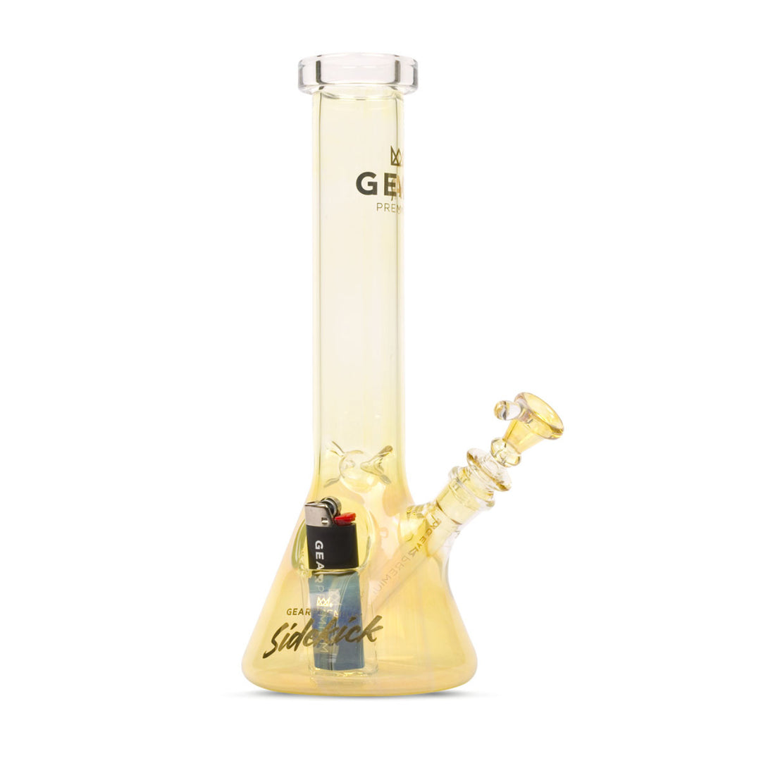 Gear Premium | Color Changing Sidekick 9" Tall Mini Beaker Tube Bong W/Built-In Mini Lighter Holster