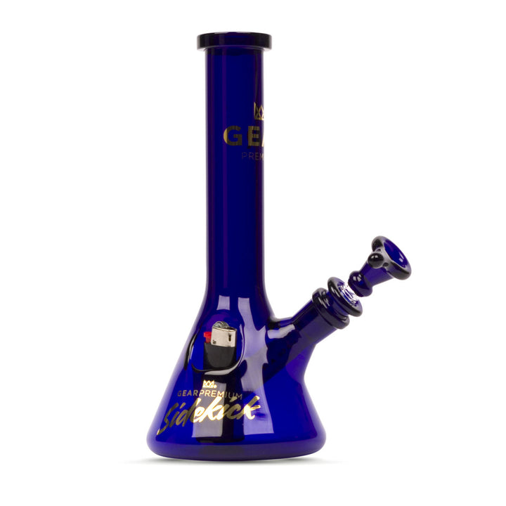 Gear Premium | Color Changing Sidekick 9" Tall Mini Beaker Tube Bong W/Built-In Mini Lighter Holster