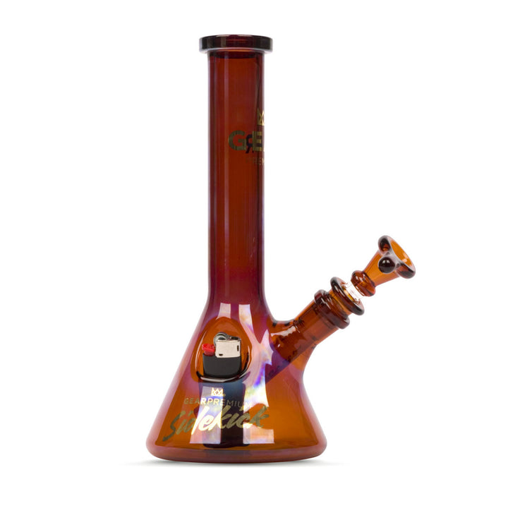 Gear Premium | Color Changing Sidekick 9" Tall Mini Beaker Tube Bong W/Built-In Mini Lighter Holster