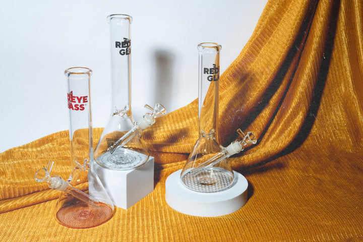 Red Eye Glass 12" Reticello Beaker Base Bong