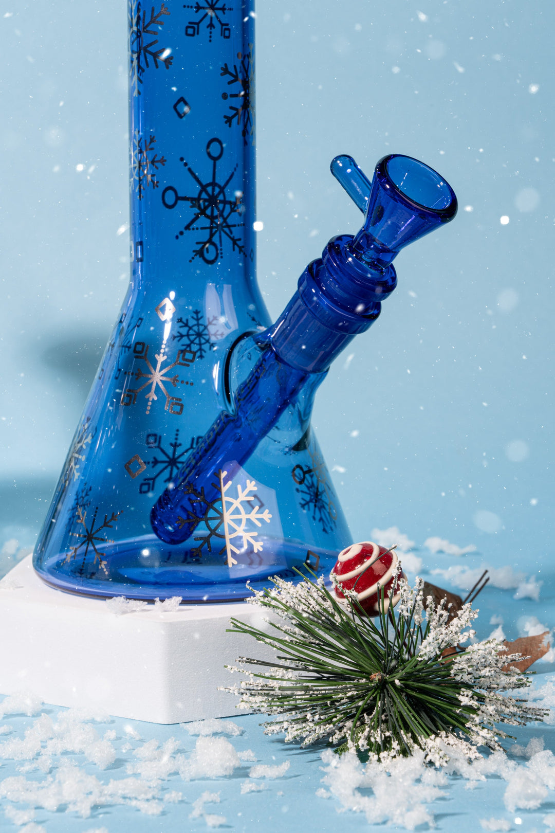 Red Eye Glass 8.5" Sapphire Blue Winter Wonderland Beaker Base Bong