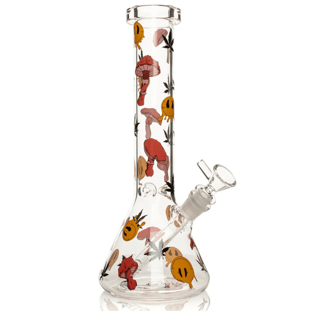 Red Eye Glass 10" & 12" Smiley Shrooms Bong