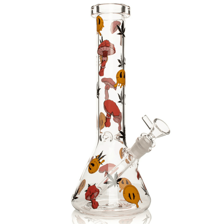 Red Eye Glass 10" & 12" Smiley Shrooms Bong