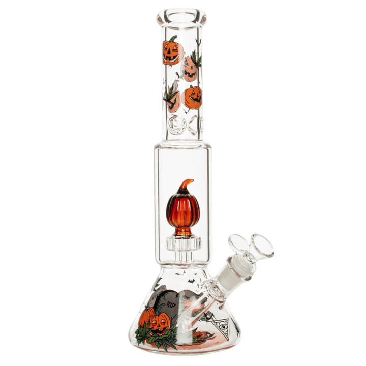 Red Eye Glass 12" Dual Chamber Jack-O-Lantern Water Pipe