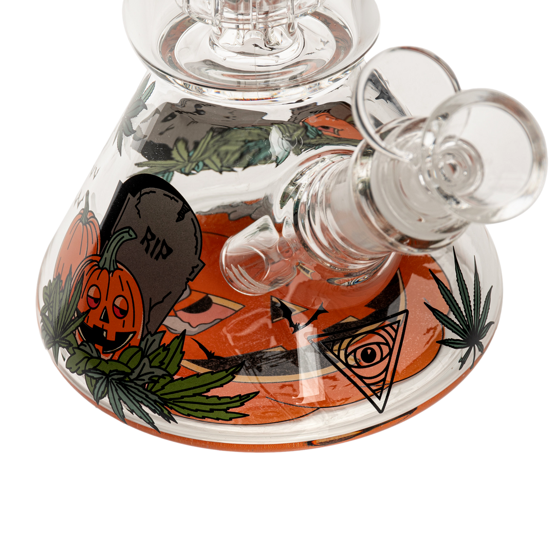 Red Eye Glass 12" Dual Chamber Jack-O-Lantern Water Pipe