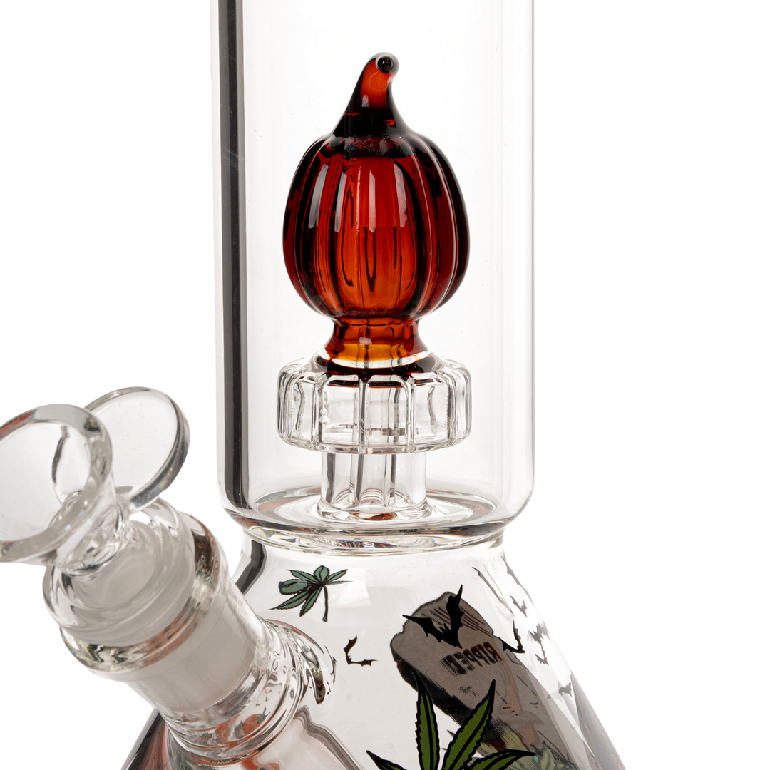 Red Eye Glass 12" Dual Chamber Jack-O-Lantern Water Pipe