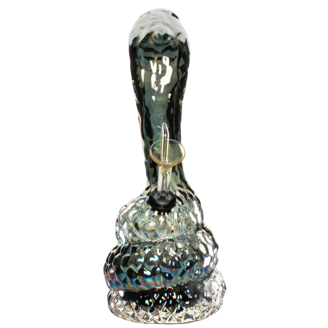 Retro Glass 10" Platinum Metallic Cobra Bong
