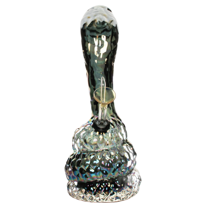 Retro Glass 10" Platinum Metallic Cobra Bong