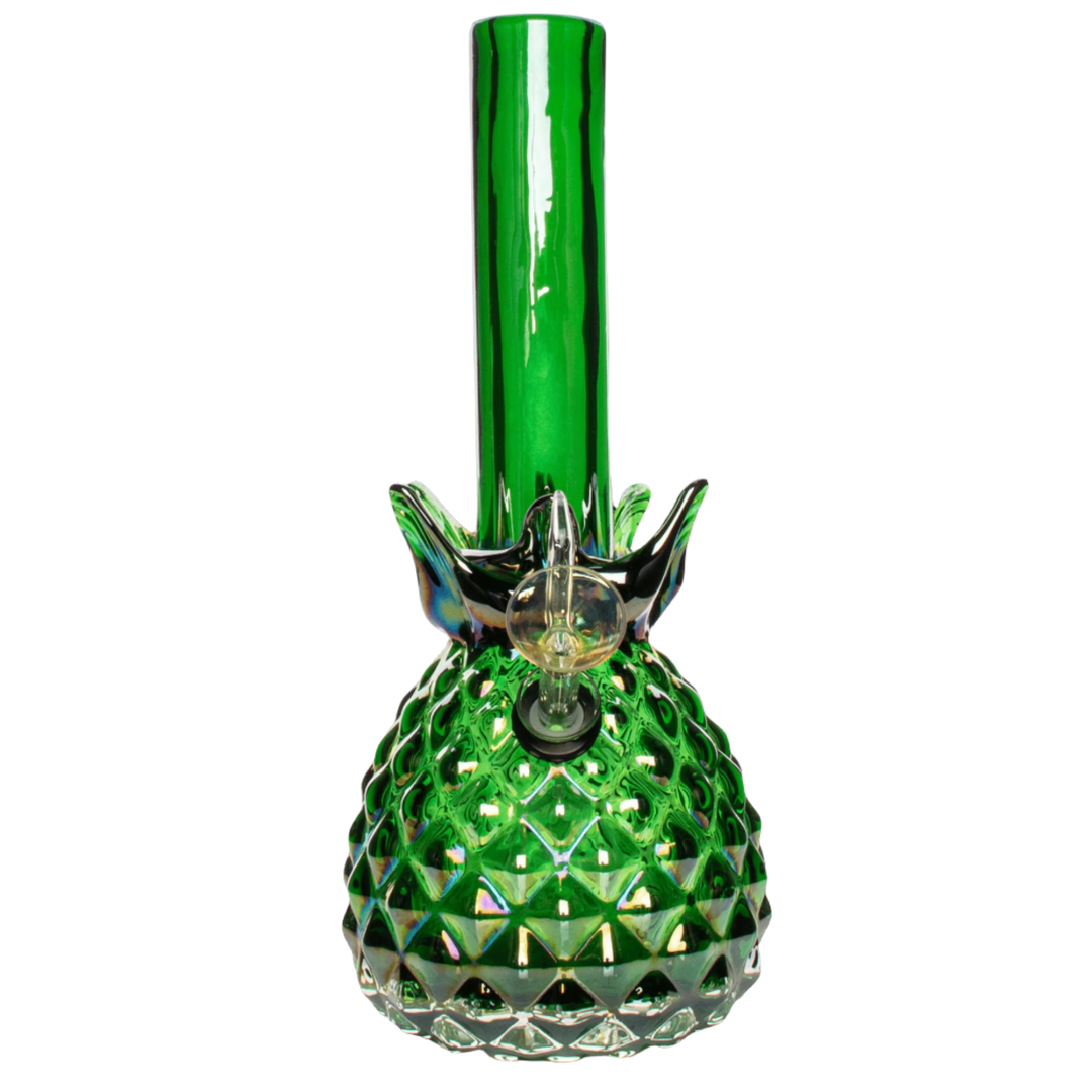 Retro Glass 10" Platinum Metallic Pineapple Bong