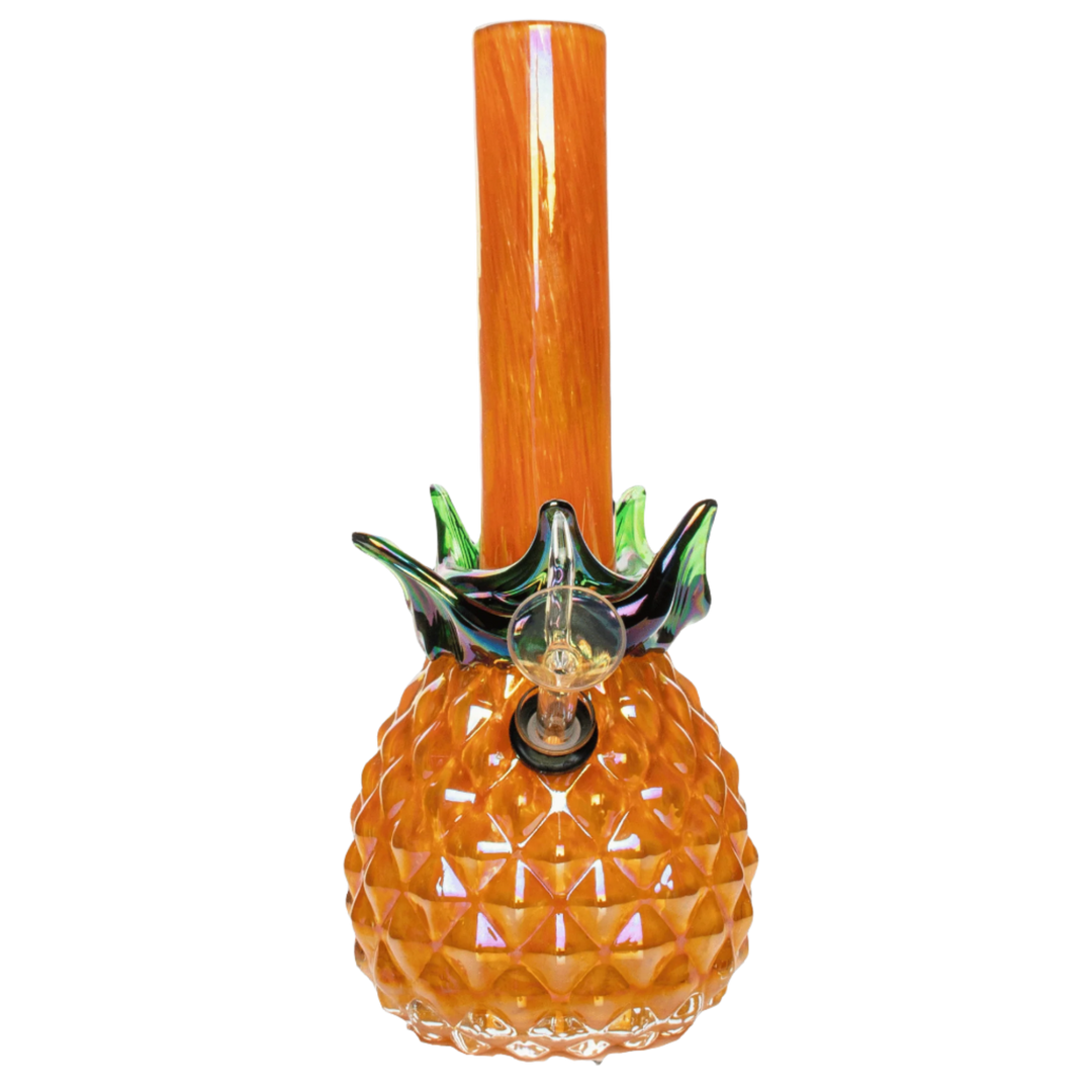 Retro Glass 10" Platinum Metallic Pineapple Bong
