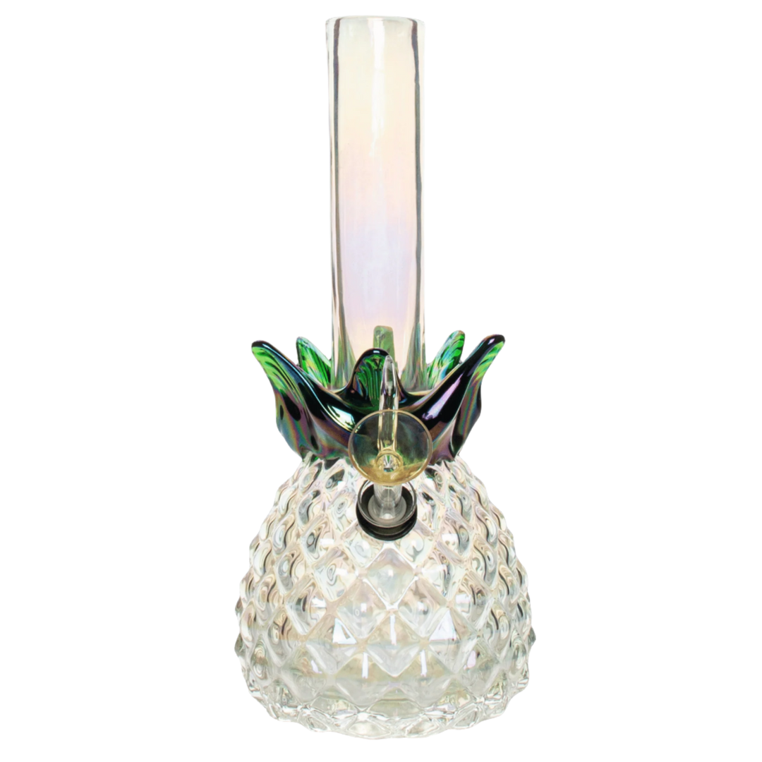 Retro Glass 10" Platinum Metallic Pineapple Bong