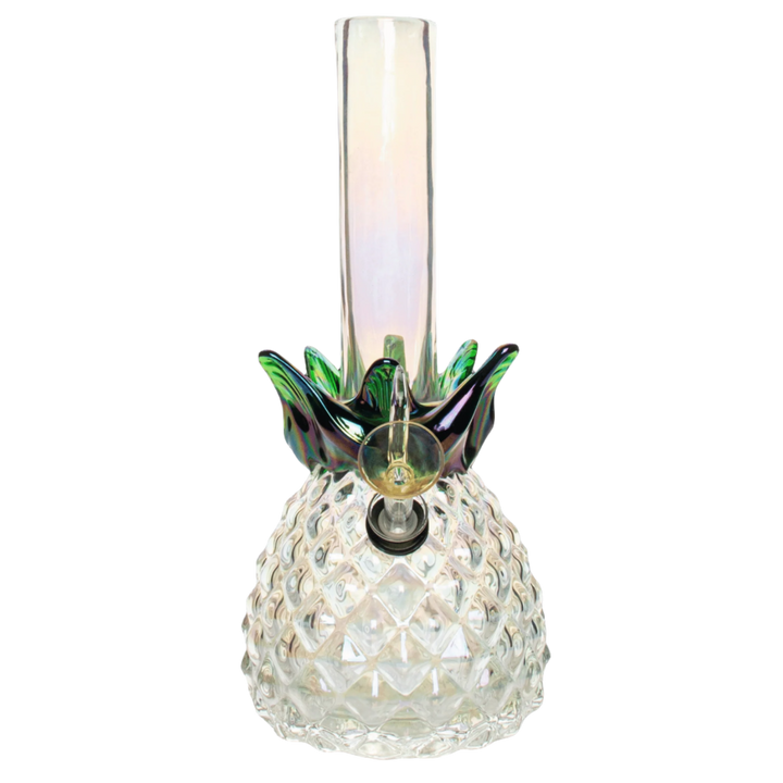 Retro Glass 10" Platinum Metallic Pineapple Bong