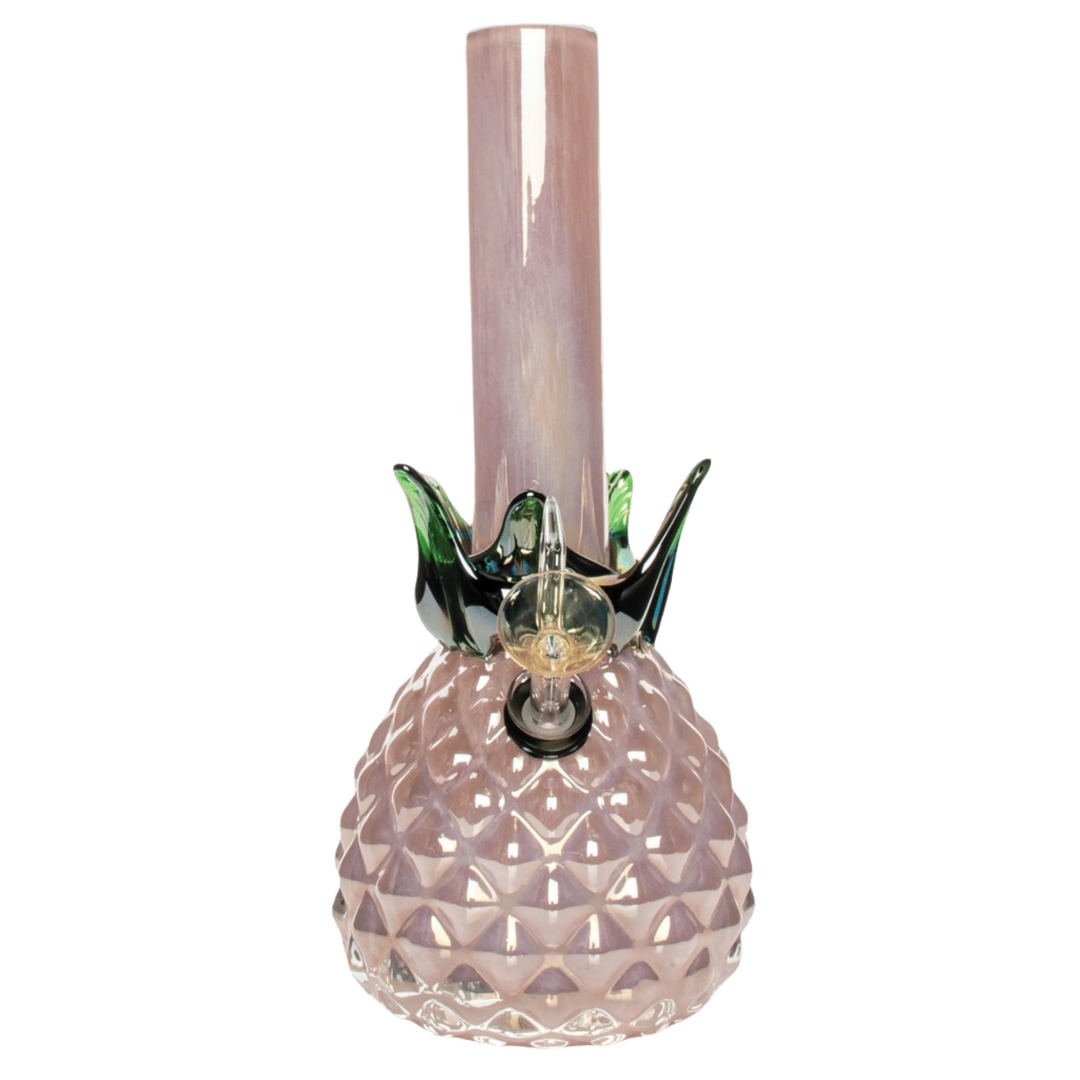 Retro Glass 10" Platinum Metallic Pineapple Bong
