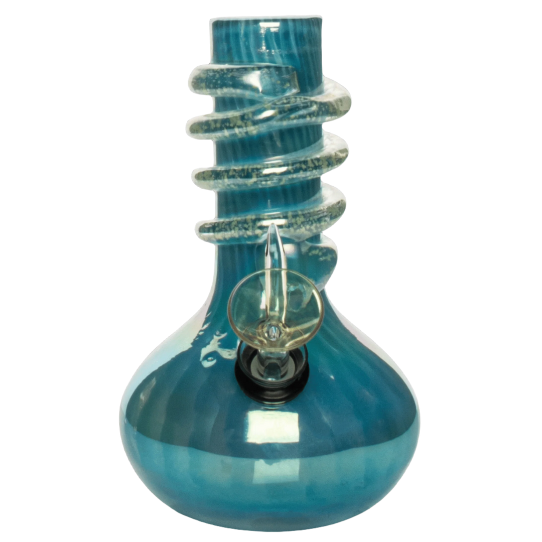 Retro Glass 7" Glow-in-the-Dark Wide Bubble Base Bong