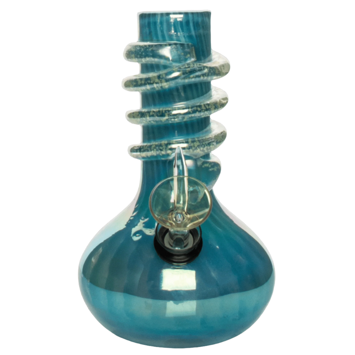 Retro Glass 7" Glow-in-the-Dark Wide Bubble Base Bong