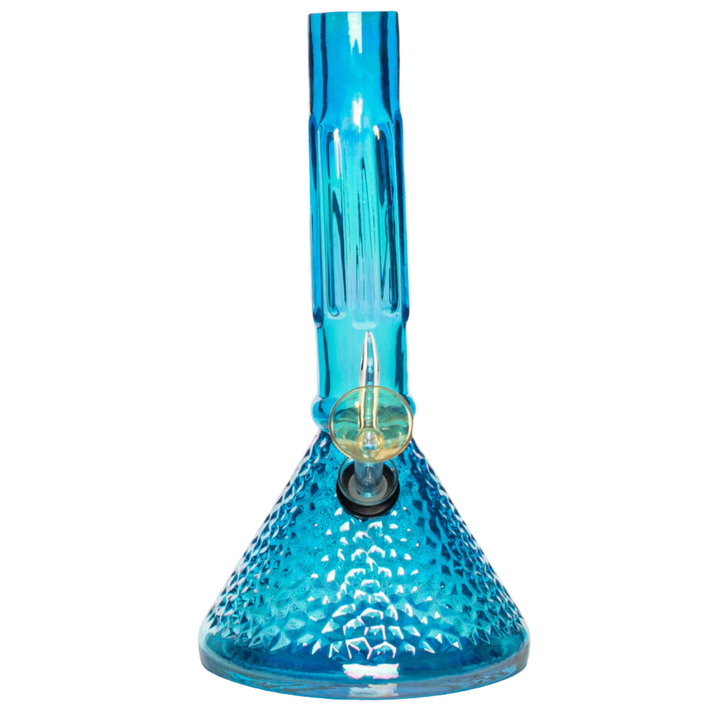 Retro Glass 9" Platinum Metallic Hammered Beaker Base Bong