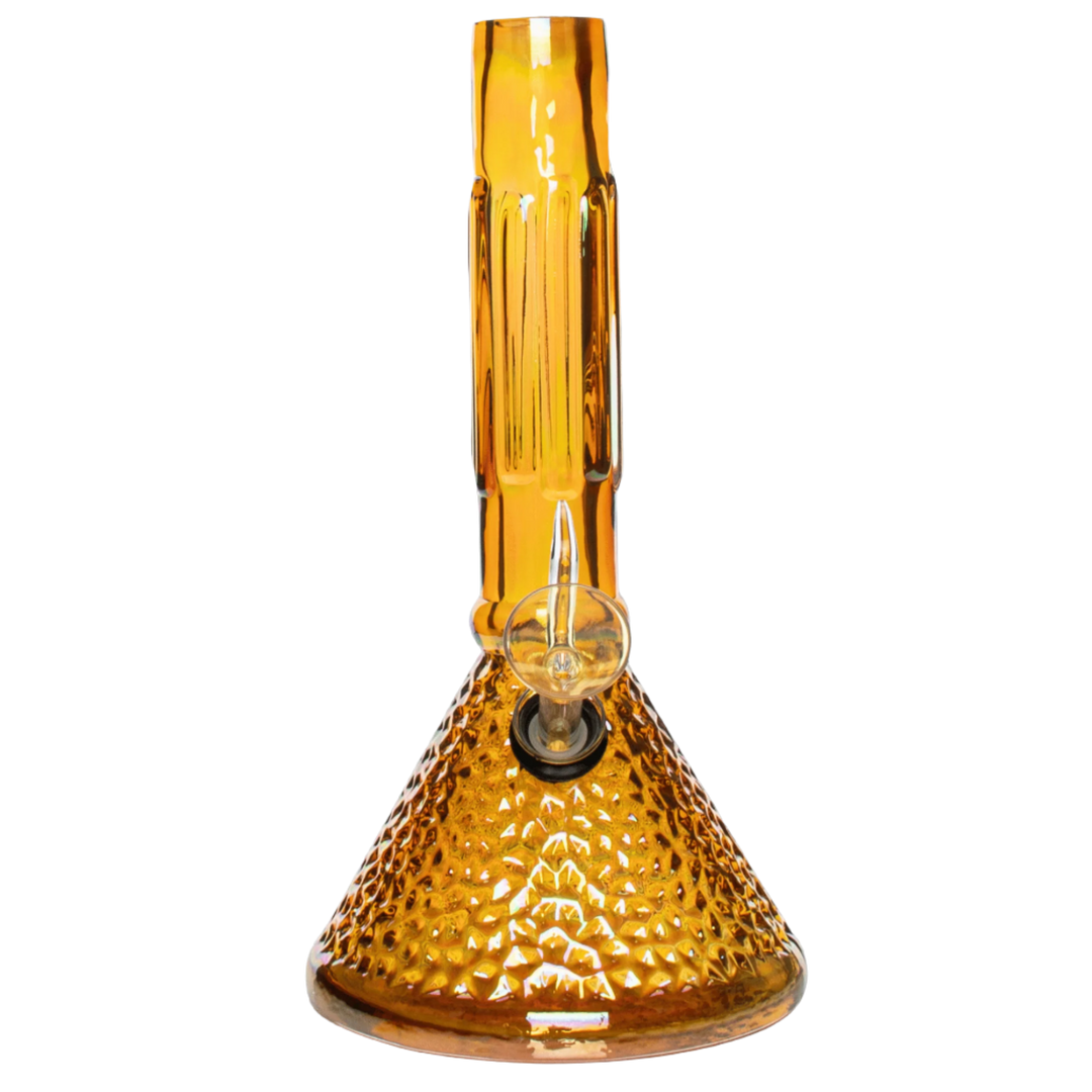 Retro Glass 9" Platinum Metallic Hammered Beaker Base Bong