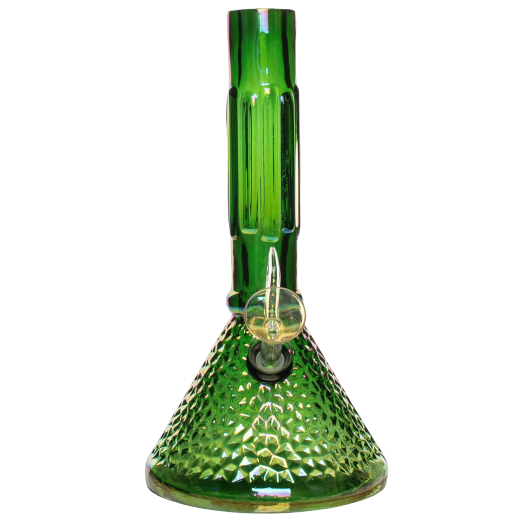 Retro Glass 9" Platinum Metallic Hammered Beaker Base Bong