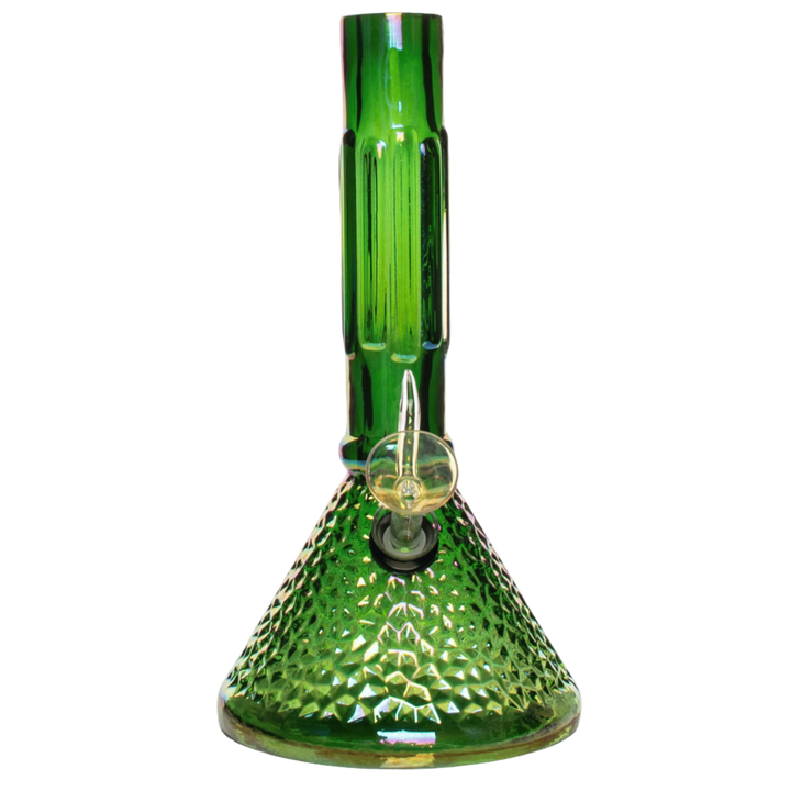 Retro Glass 9" Platinum Metallic Hammered Beaker Base Bong