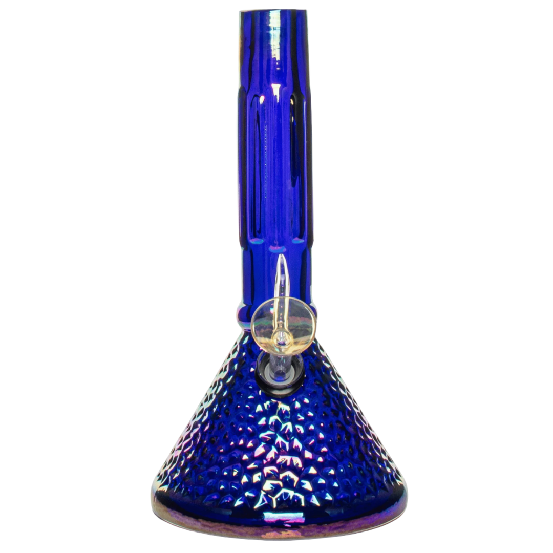 Retro Glass 9" Platinum Metallic Hammered Beaker Base Bong