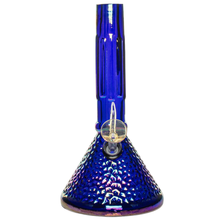 Retro Glass 9" Platinum Metallic Hammered Beaker Base Bong