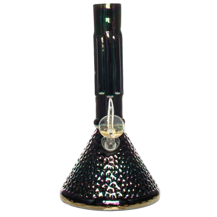 Retro Glass 9" Platinum Metallic Hammered Beaker Base Bong