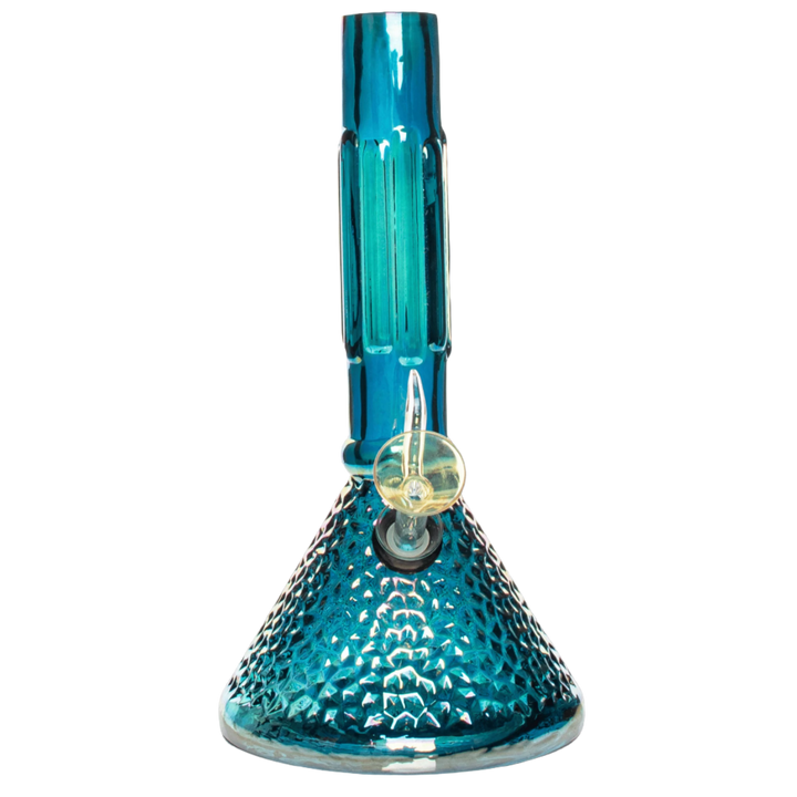 Retro Glass 9" Platinum Metallic Hammered Beaker Base Bong
