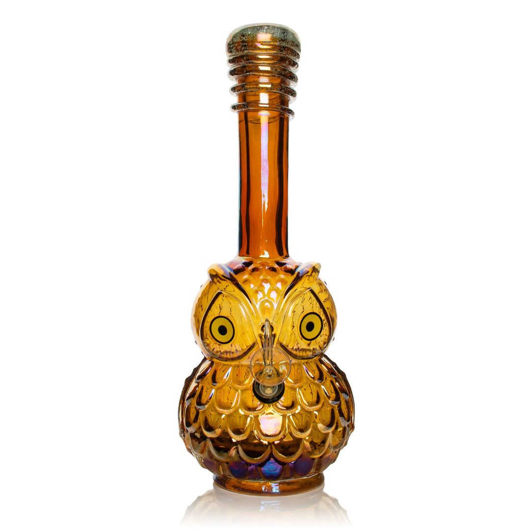 Retro Glass 10" Platinum Metallic Owl Bong