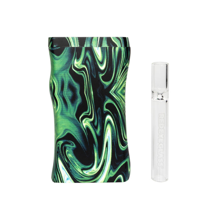 Red Eye Glass Green Swirl Dugout