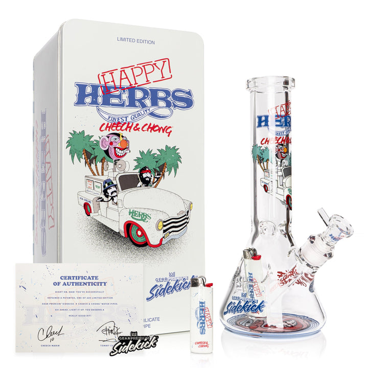 Cheech And Chong 12" 7mm Thick Happy Herbs Sidekick Bong (Limited Edition of 420)