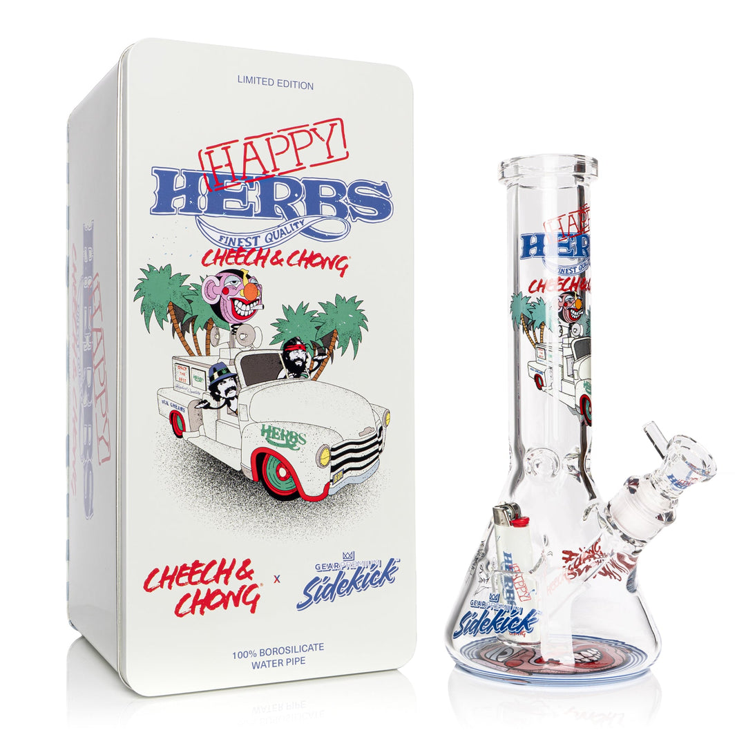 Cheech And Chong 12" 7mm Thick Happy Herbs Sidekick Bong (Limited Edition of 420)
