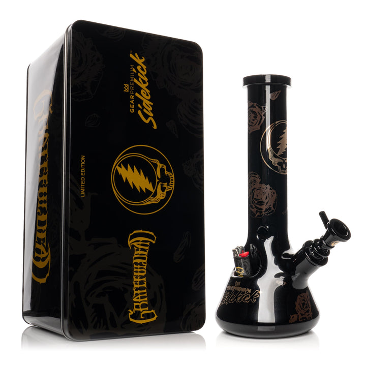 Grateful Dead 12" 7mm Thick Black & Gold Steal Your Face Sidekick Bong (Limited Edition of 420)