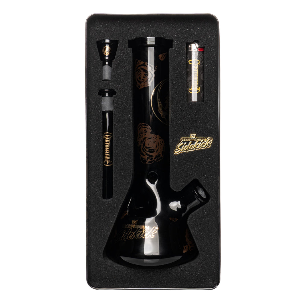 Grateful Dead 12" 7mm Thick Black & Gold Steal Your Face Sidekick Bong (Limited Edition of 420)