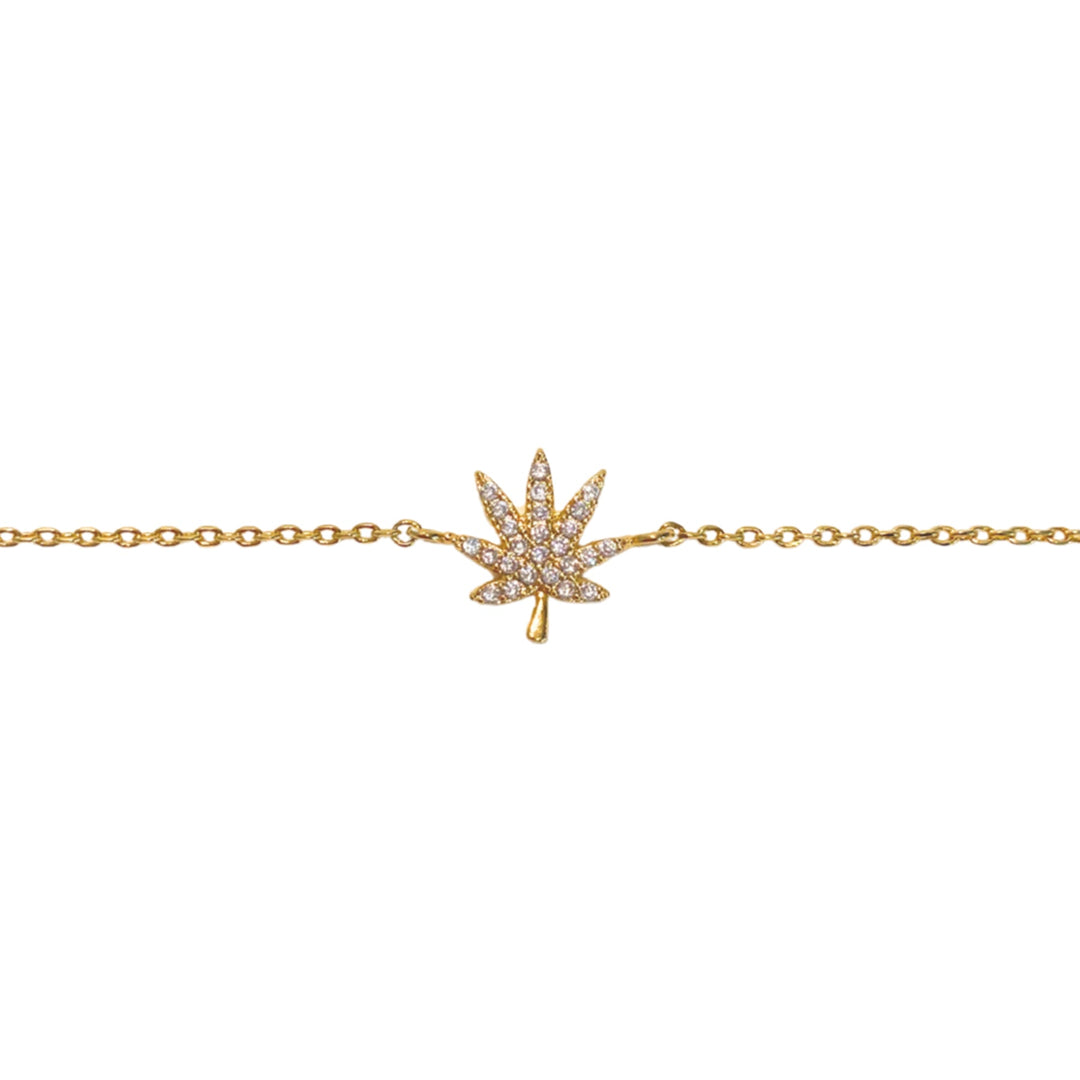 Kush Girls 18K Gold Cannabis Leaf Bracelet