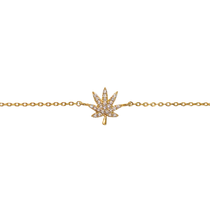 Kush Girls 18K Gold Cannabis Leaf Bracelet