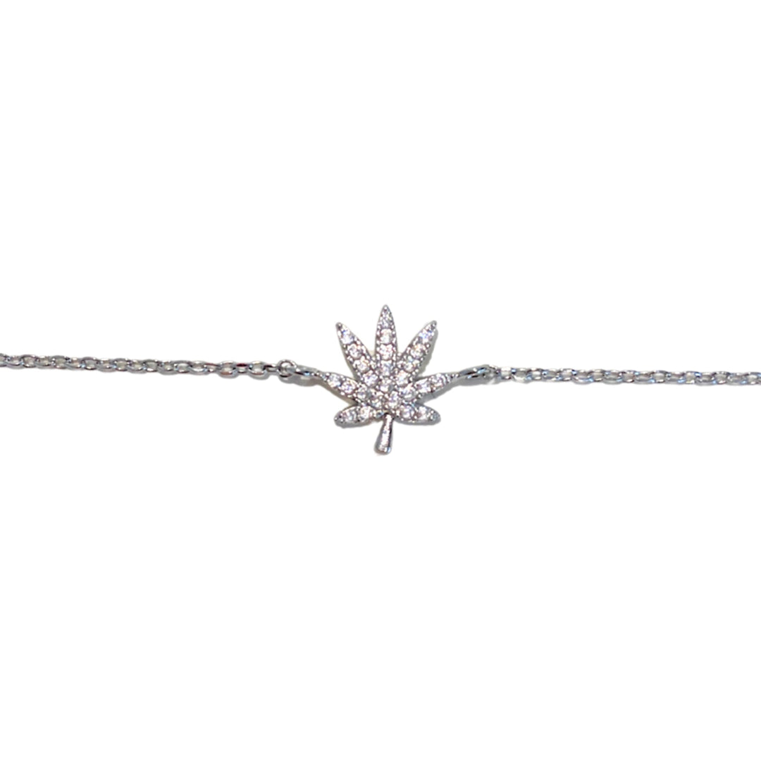 Kush Girls Silver Cannabis Leaf Bracelet