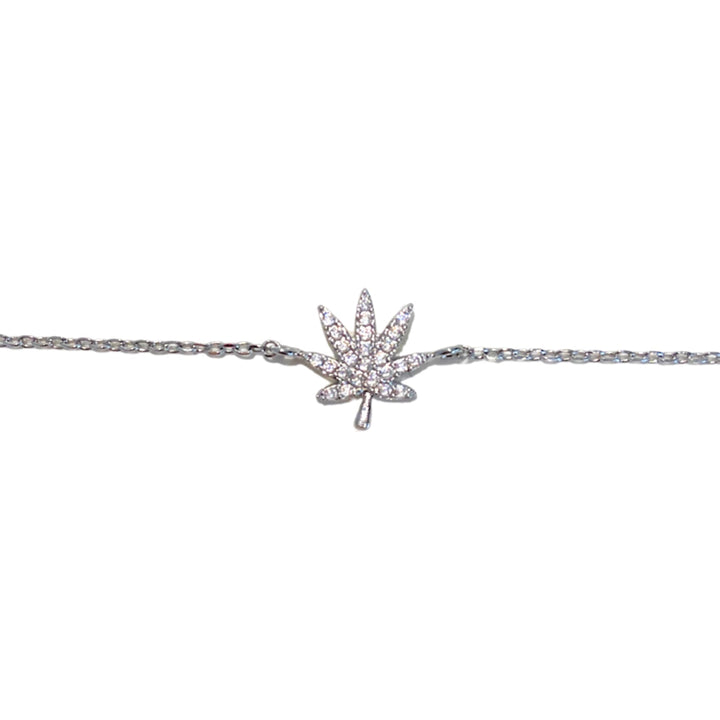 Kush Girls Silver Cannabis Leaf Bracelet