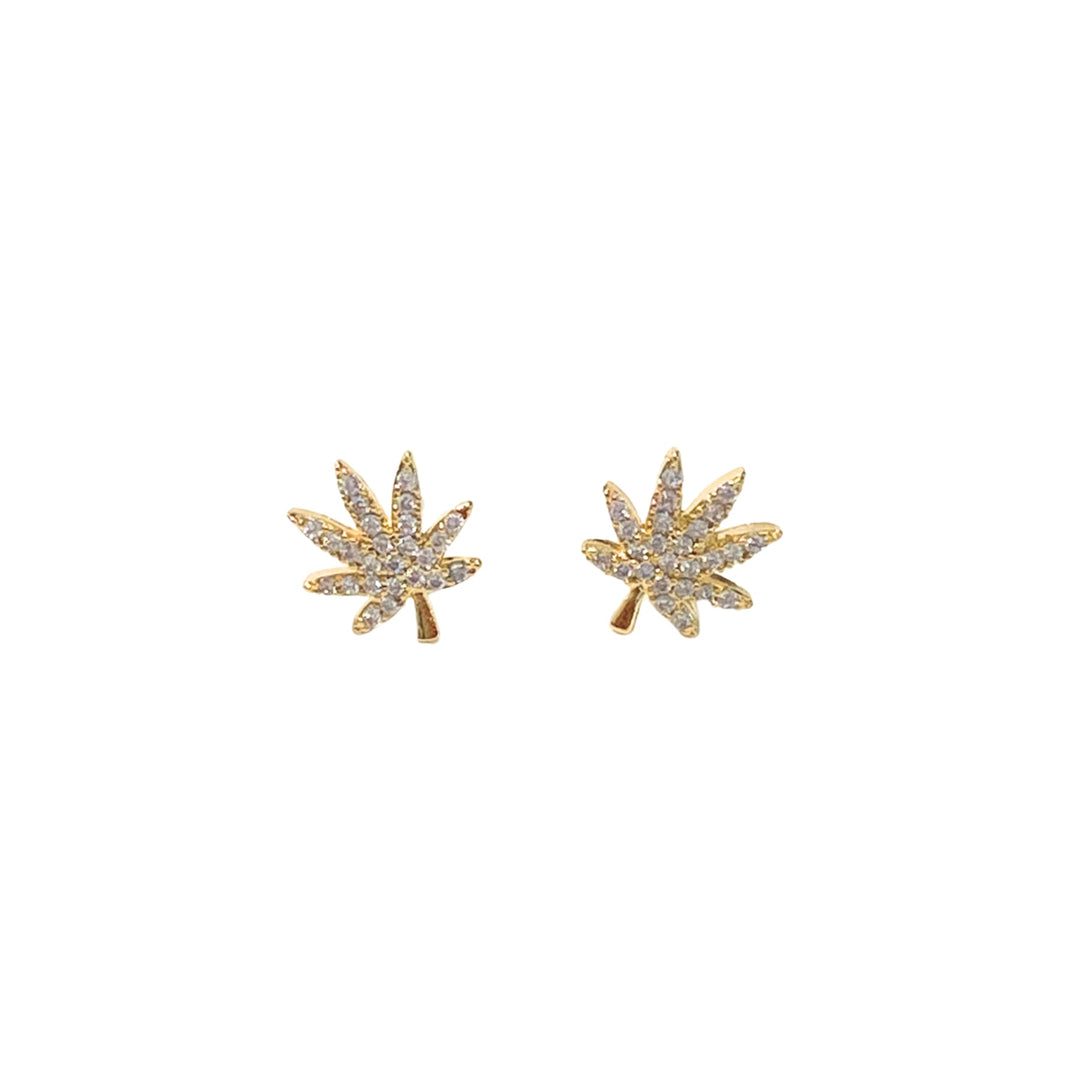 Kush Girls 18K Gold Cannabis Leaf Earrings
