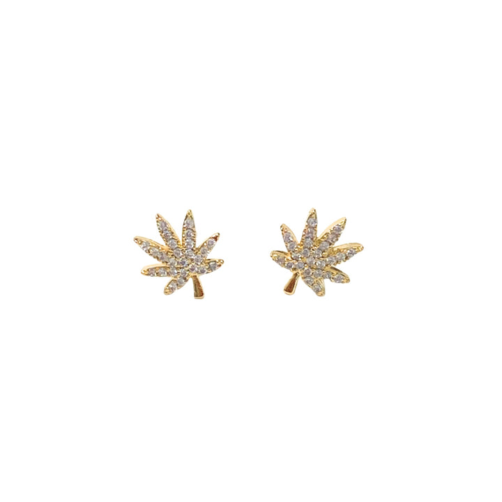 Kush Girls 18K Gold Cannabis Leaf Earrings