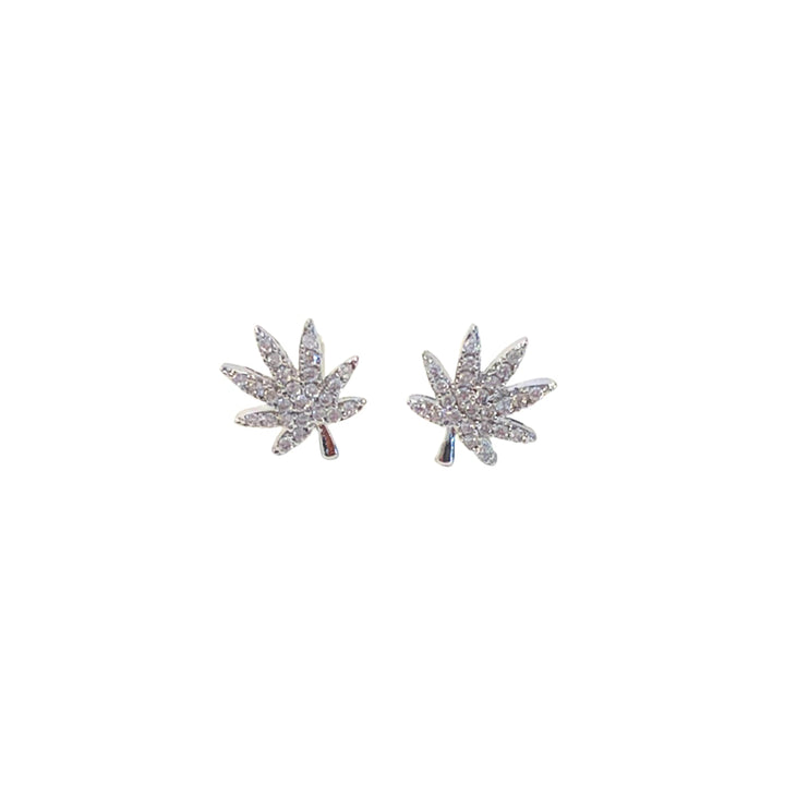 Kush Girls Silver Cannabis Leaf Earrings
