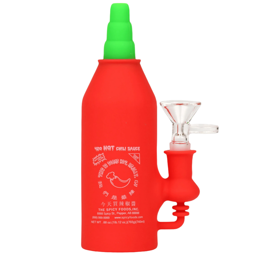 Lit Silicone 6.5" Sriracha Chili Bottle Water Pipe - Canadian Vaporizers