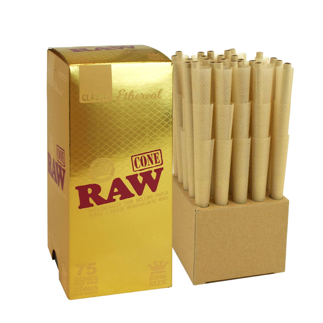 Raw Classic Ethereal King Size Pre-Rolled Cones (Display of 75)